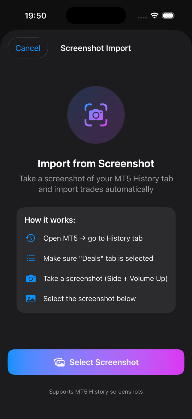 MT5 Screenshot Import
